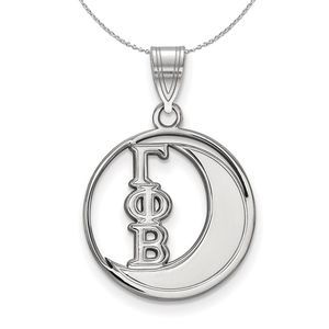 Sterling Silver Gamma Phi Beta Medium Circle Necklace - 20 Inch